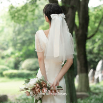 2021 new bride registration wedding bow small veil Super Xiansen line brigade photo double collar veil 66