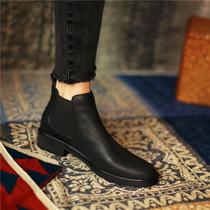 givenivan is up to date ~ ins overfire Chelsea boots short boots woman new coarse heel nude boots 3 5cm