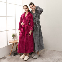 Autumn and winter thickened flannel beeshel couple robes men and women extended large size fixed belt bathrobe bathrobe bathrobe