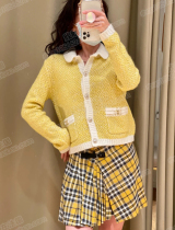 maje 21 Early Autumn Sweet Small Fragrant Color Lapel Single Breasted Knitted Short Coat MFPCA00209