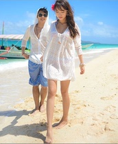 Beach lovers summer new couple bathing suit suit honeymoon seaside sunscreen clothes men bikini blouse qlz