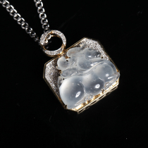 Adoliz natural Myanmar emerald A cargo 18K white gold high ice seed immediately seal monkey pendant female