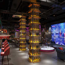 Wine cabinet Industrial style display luminous display rack Wine rack against the wall Bar column storage Wine wine cabinet Solid wood