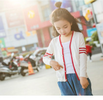 Girls cardio-hoodie 2021 spring and summer new foreign air CUHK childrens pure cotton baby air conditioning cardio-knitted jacket