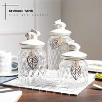 Glass candy jar decorations creative European home living room porch storage box Storage Jar Ornaments sugar tank