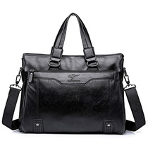 Mens leather bag briefcase mens business large capacity shoulder bag shoulder bag casual bag holding leather leather cowhide Hand bag