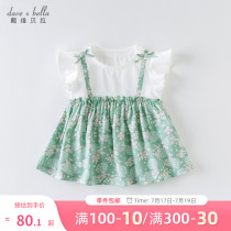 David Bella Childrens Clothing New Girls  Dresses Summer Baby Short Sleeve Top Childrens skirt Floral dress