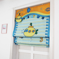 Cartoon submarine bedroom childrens room curtains British style Kindergarten curtains Shading double horizontal Roman blinds