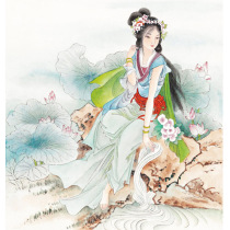 Gongbi painting lady figure white drawing background Ancient lady figure Chinese painting copy beauty white drawing hook line line drawing