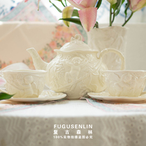 Retro style French court Angel relief ceramic coffee cup saucer pot fruit black tea afternoon tea set set gift box