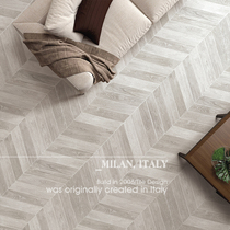 Nordic gray tile imitation wood grain floor tile living room bedroom fish bone non-slip floor balcony wall tile personality Net Red