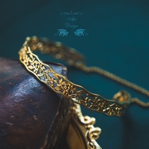 Yew bracelet female willow white ape hand-made gold pattern openwork vintage gold non-fading opening adjustable