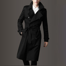 Spring and autumn new windbreaker mens long over-the-knee Chinese style fat fat fat plus size black thin coat trend