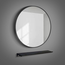 Nordic simple bathroom mirror with shelf toilet round mirror non-hole wall-mounted toilet cosmetic mirror