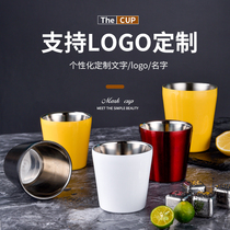  304 stainless steel double-layer water cup color small cup can be customized logo household anti-fall Korean restaurant cup small cup