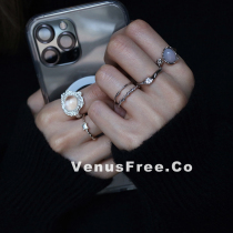 Heavy multi-choice giant good to take s925 sterling silver small diamond fine exaggerated gemstone Crystal special ring men and women opening