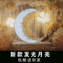 New wedding arrangement decoration iron glowing moon European dream fairy tale wedding scene stage background ornaments