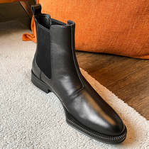 Chelsea boots mens leather 2021 summer and autumn new products breathable pointed toe leather shoes short boots low heel sleeve Martin boots tide