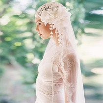 Jingshi Karma bride Fairy beauty lace veil Forest retro flower hat veil Travel style veil