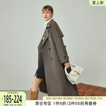 Van Th Blue Nen Brown Windcoat Jacket Woman 2022 New Fall Inn Wind in Long Temperament Suit Great Suit