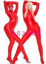 Red Lycra ammonia full-coated large open eye four-sided elastic tights full-coated Jumpsuit Costume