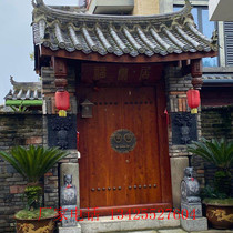 Solid wood outdoor door Chinese antique villa courtyard wall door Club Rural courtyard double door