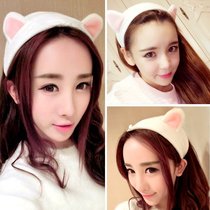 超萌可爱猫耳朵发带发箍束发带洗脸化妆刘海发卡绒布束发巾头饰