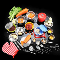 Children Mini Kitchenware Suit Emulation Kitchen stainless steel Cooking Home Cooking Cooking Combined Food Play Toys
