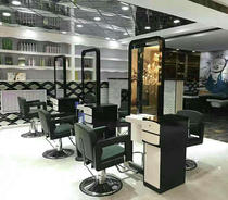 Hair salon mirror table with wooden cabinet Single-sided double-sided hair cutting mirror Hair salon special haircut mirror table floor-to-ceiling simple and modern