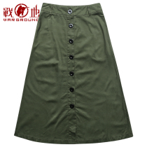 Battlefield skirt spring womens 2021 new military green a subgroup long section cover the calf military fans show thin skirt women