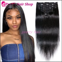 Brazilian Straight Clip Ins Human Hair Extensions 120g Clip Hair