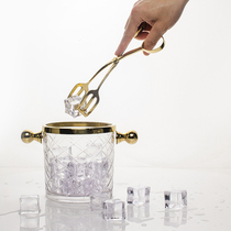 High value champagne bucket brass glass ice bucket with ice clip home edible ice red wine small ice bucket home decoration