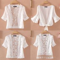 2020 spring and summer new lace shawl womens short small waistcoat skirt outer cardigan thin jacket hollow clothes