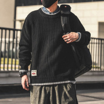 Cang Shi Yishi co-name 2021 new autumn and winter loose solid color sweater mens Tide brand round neck sweater casual versatile