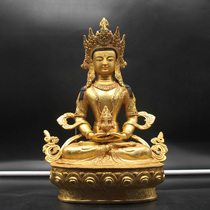 Tibetan Buddhism longevity Buddha statue Nepal imported copper gilt carving tantric Buddhism