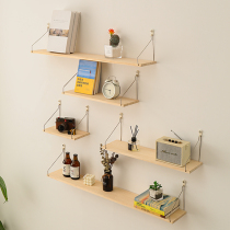 Solid wood free of punch line Lined Partition Bedroom Bookroom Wall Hanging Living-room Wall Decorated Wood Plate Wall Upper Shelf
