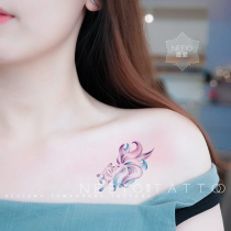 Neeio tattoo stickers dream nine-tailed fox small fresh color blue purple fairy fox chest ankle waterproof female