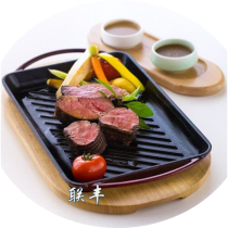 Cast iron enamel skillet rectangular frying pan steak frying pan steak frying pan Feili steak hotel creative tableware