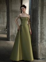 Alice -- retro green 2022 years High end toast bridal minimalist Erasmus Design Annual Banquet Evening Dress