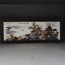 Antique collection Jingdezhen pottery porcelain plate painting antique old living room decoration painting hanging screen painting smoke rain Jiangnan