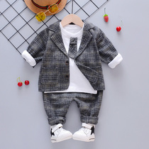 Handsome 2 boys wear one year old boy foreign style suit suit 0 baby boy childrens autumn three sets 3 Korean tide 1
