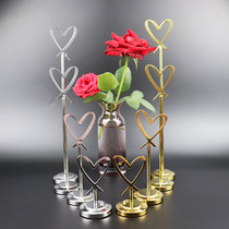 Stainless steel heart-shaped table number plate wedding banquet number holder hotel buffet card card card holder