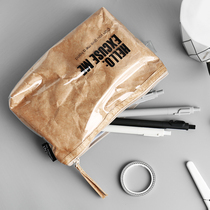 Miscellaneous ah Fine Dubon paper simple PVC pen bag student stationery bag creative waterproof storage large capacity cosmetic bag