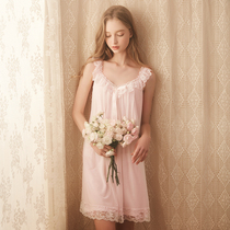 rosetree princess wind pyjamas lady summer modale sexy lace harness ice silk thin and cute sleeping dress