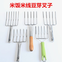 Stainless steel large five-tooth Rice Fork Kitchen canteen restaurant Rice tools bean sprouts fork selling bean sprouts tools