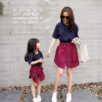 Different kind of pro-submount summer clothing 2022 new boomer female foreign air one-piece dress net red Korean version T-shirt plaid dress