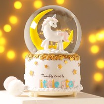 Unicorn Crystal Ball Music Box Girl Glowing Music Box Rotating Girls Birthday Gift Sky City Snow