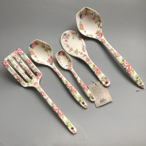  South Korea imported melamine porcelain synthetic resin cooking spoon rice cake frying spoon Fruit flower household long-handled porridge spoon soup spoon