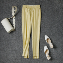 This year popular air quality light extravagant high-end western dress pants woman high waist straight cylinder pituitary smoke pipe pants spring new F728