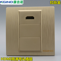 Elbow HDMI panel Gold Type 86 with extension cord in-line HDMI2 0 HD 4K brushed champagne gold socket